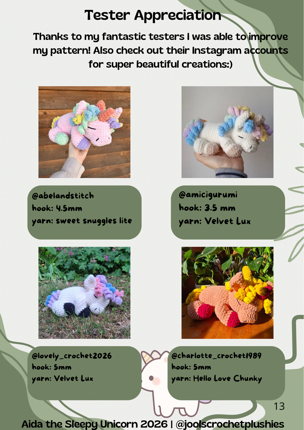 Aida the Sleepy Unicorn (Digital Pattern)