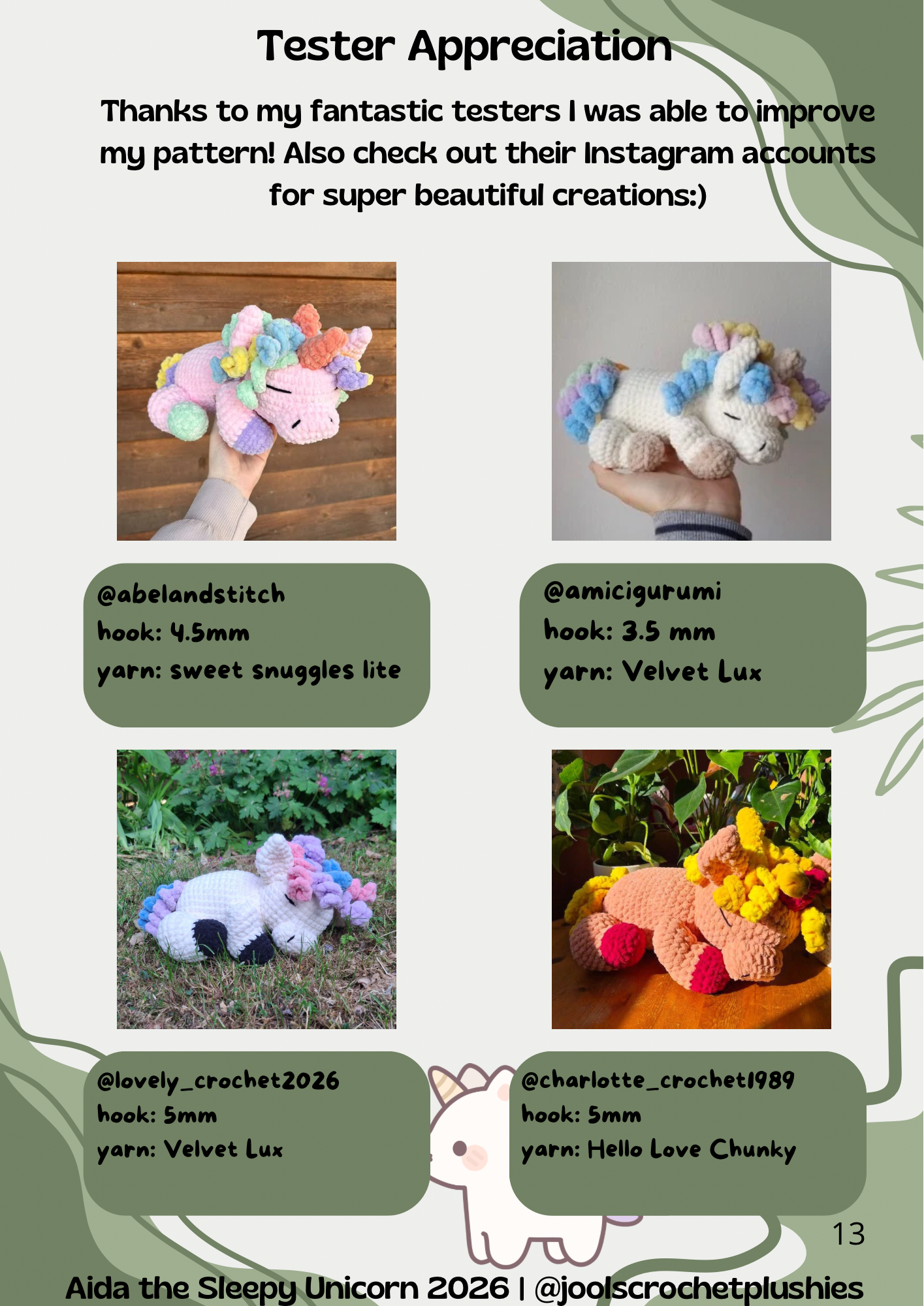 Aida the Sleepy Unicorn (Digital Pattern)