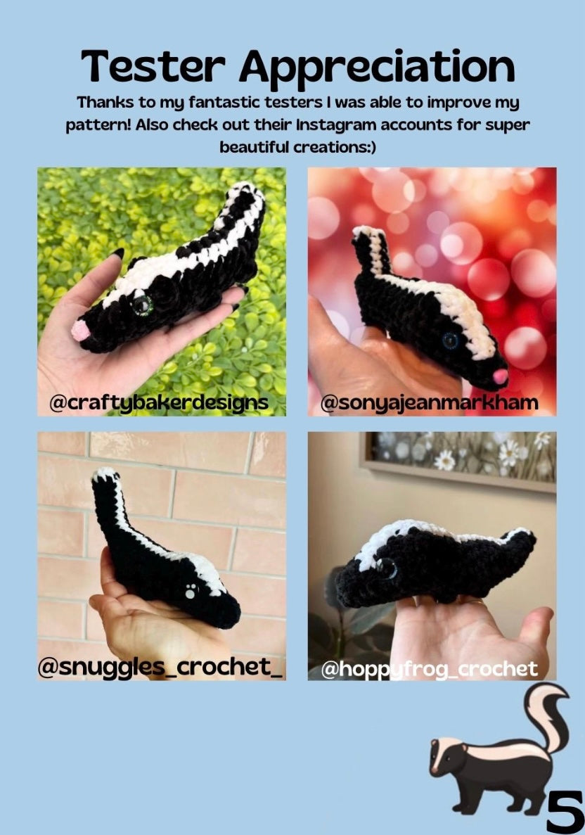 Sofia the Skunk NO-SEW Crochet Pattern (Digital pattern)