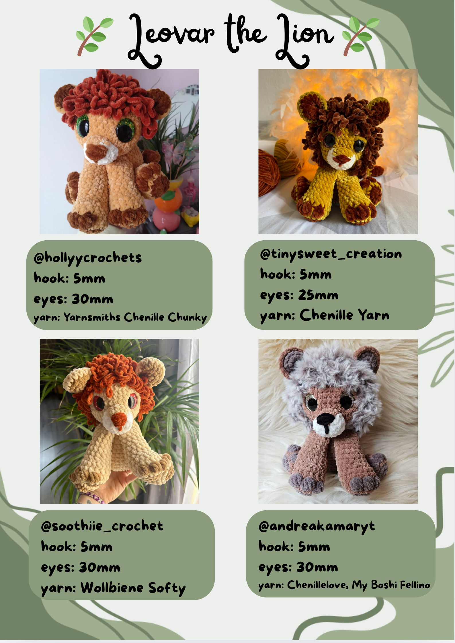 Leovar the Lion and Liora the Lioness (Digital Pattern)