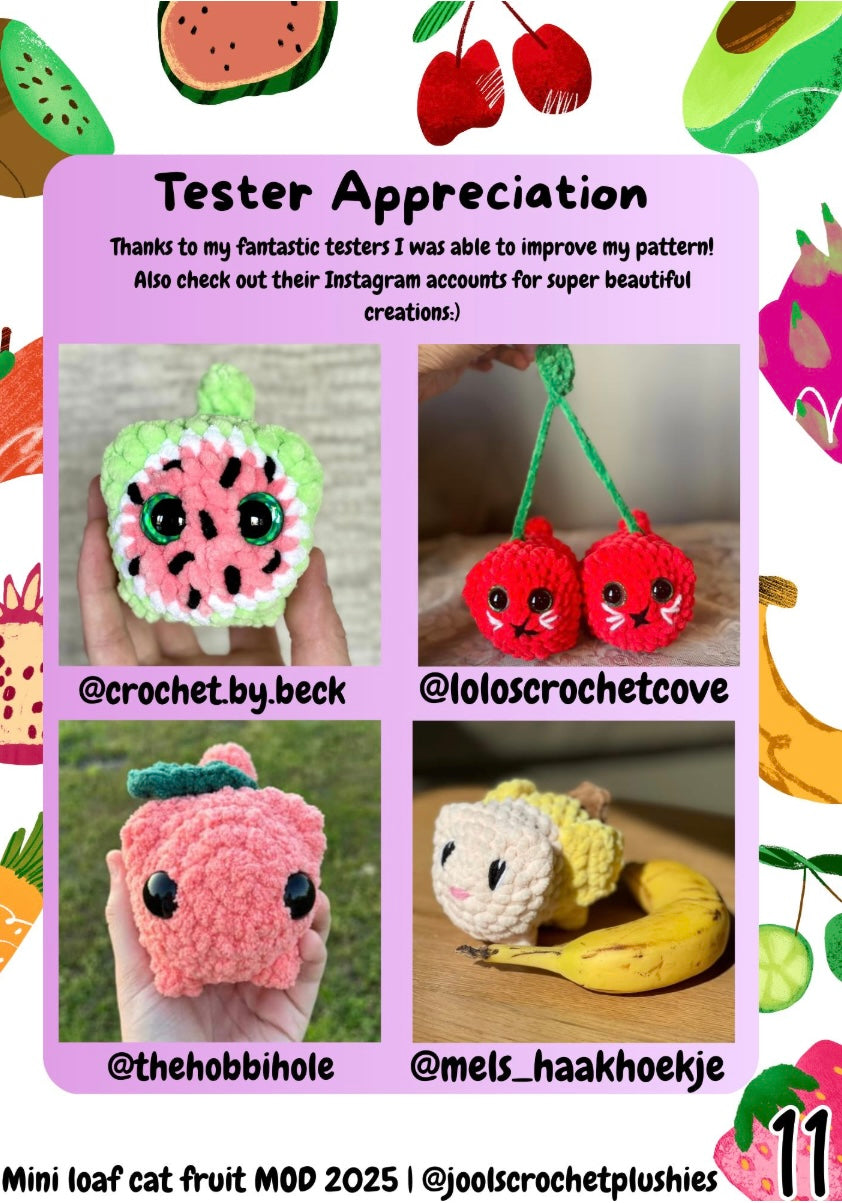 Mini Loaf Cats fruit MOD (Digital pattern)