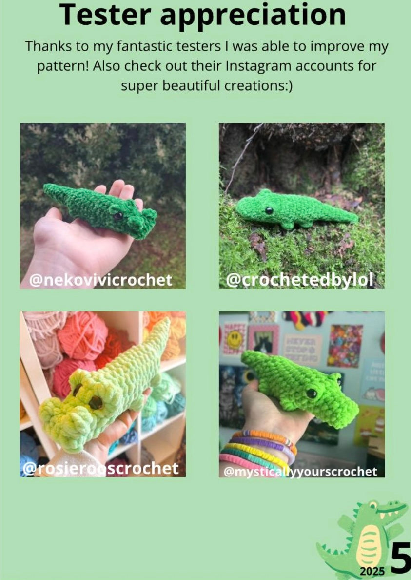 Charlie the Crocodile NO-SEW Crochet Pattern (Digital pattern)