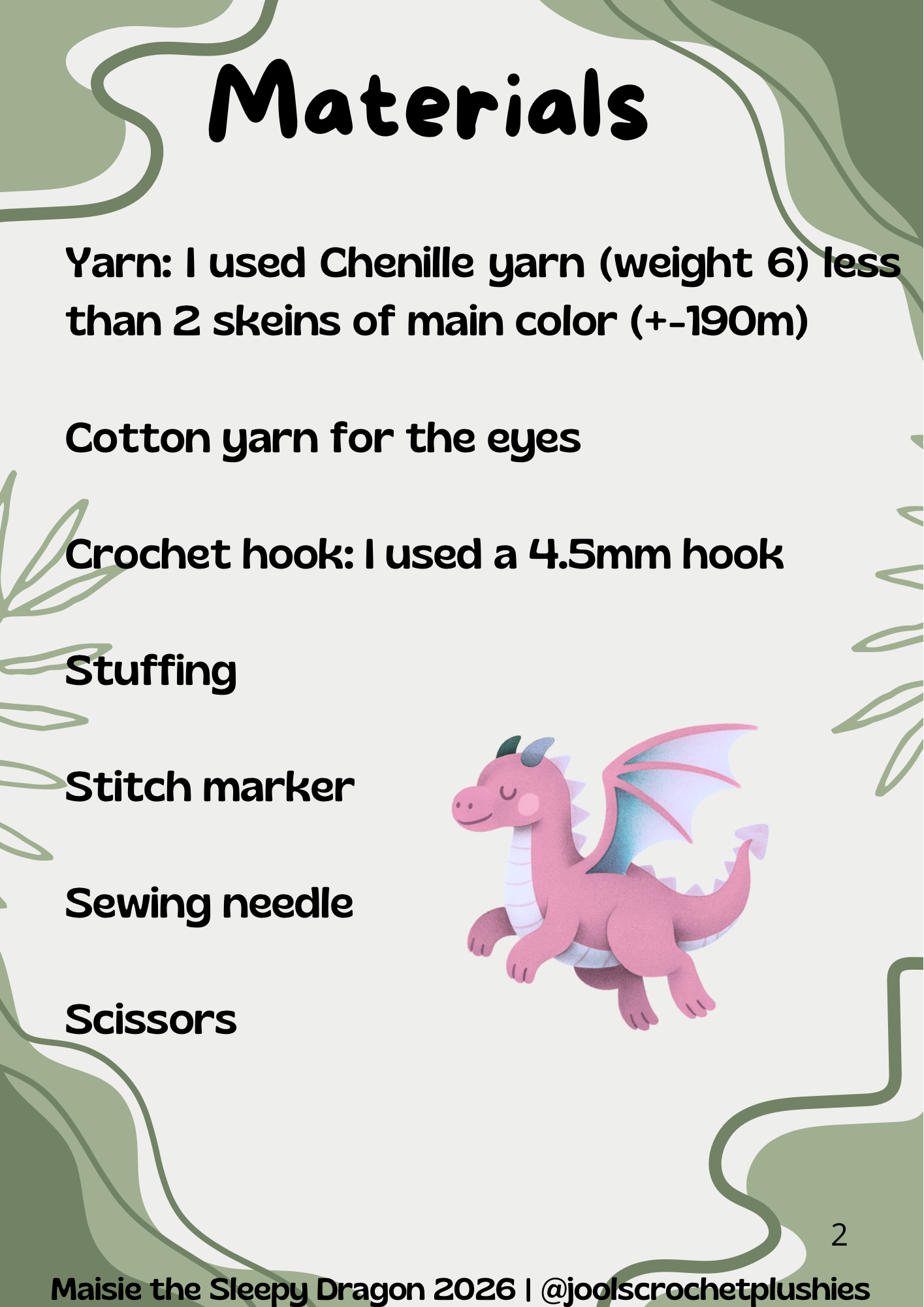Maisie the Sleepy Dragon (Digital Pattern)