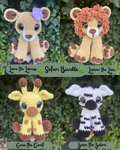 Safari Bundle: Gaia the Giraffe, Zazu the Zebra, Leovar the Lion and Liora the Lioness (Digital Pattern)