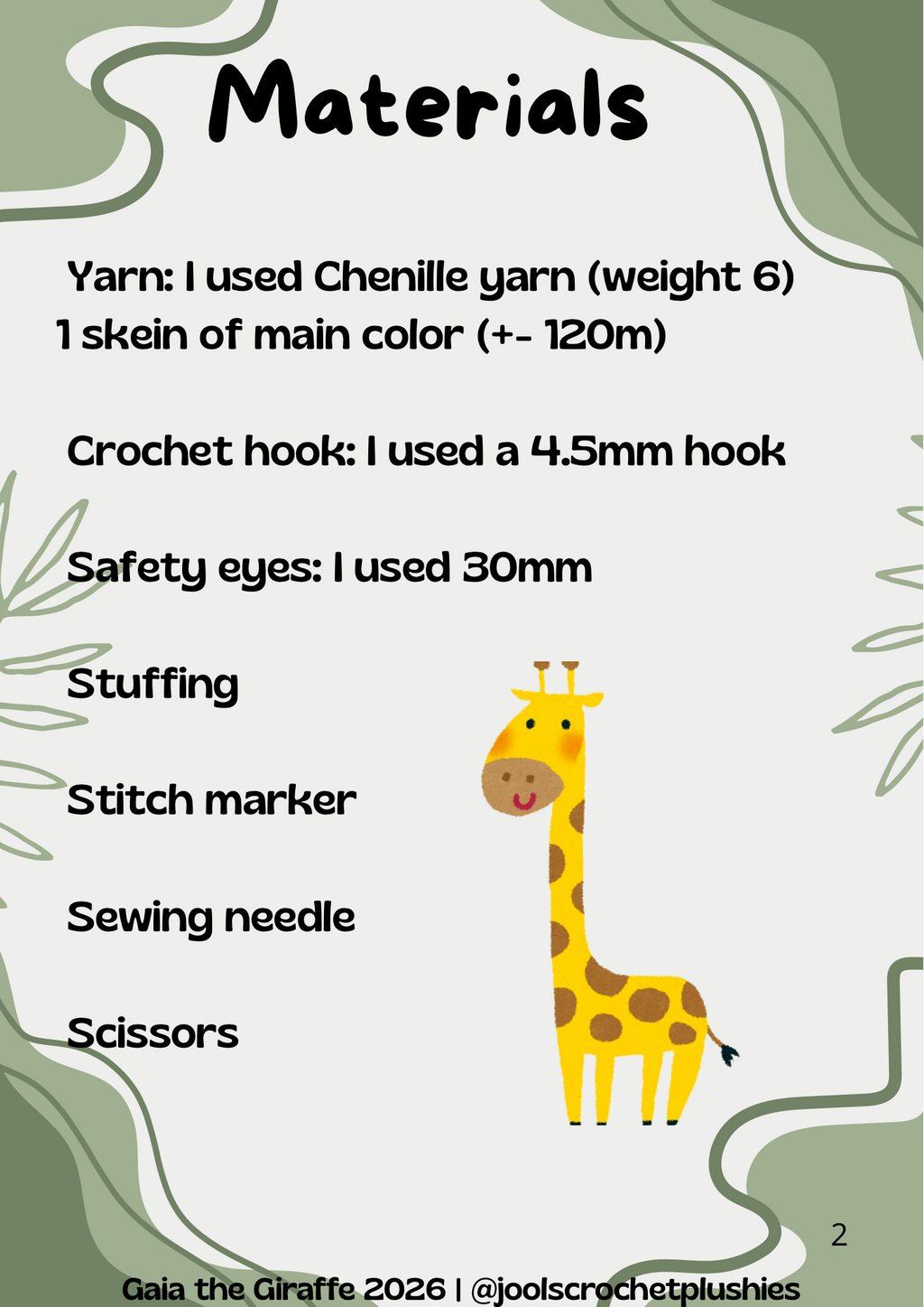 Gaia the Giraffe (Digital Pattern)