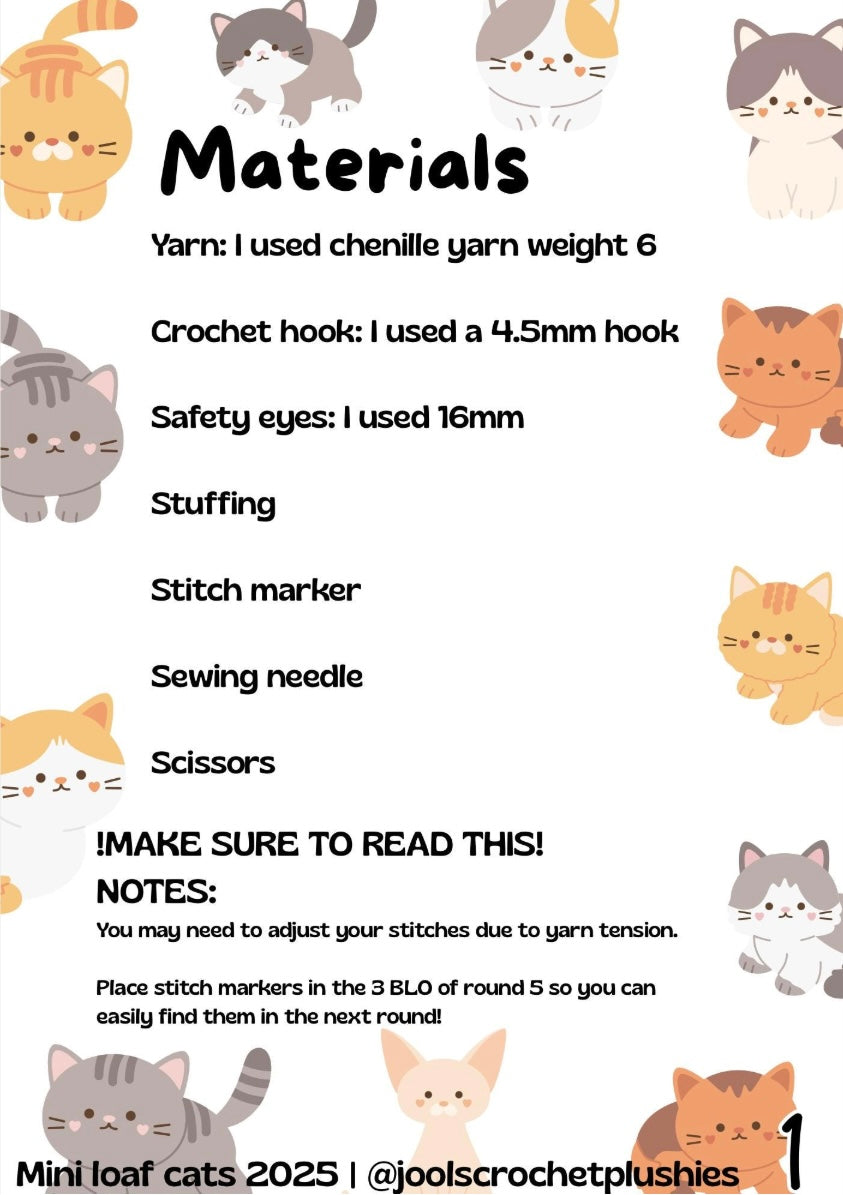 Mini Loaf Cats Crochet Pattern (Digital pattern)