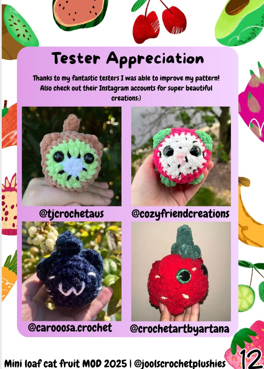 Mini Loaf Cats fruit MOD (Digital Pattern)