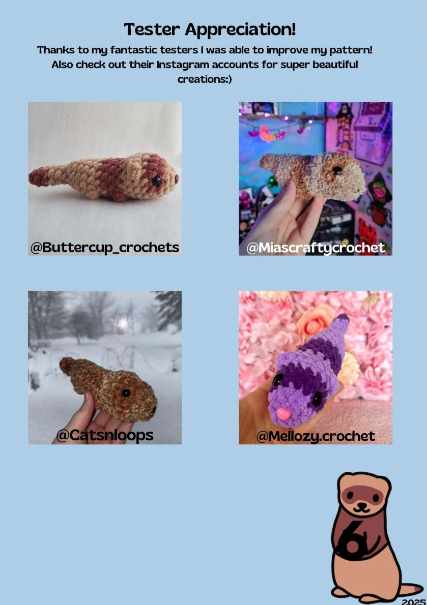 Trixie the Ferret NO-SEW Crochet Pattern (Digital Pattern)