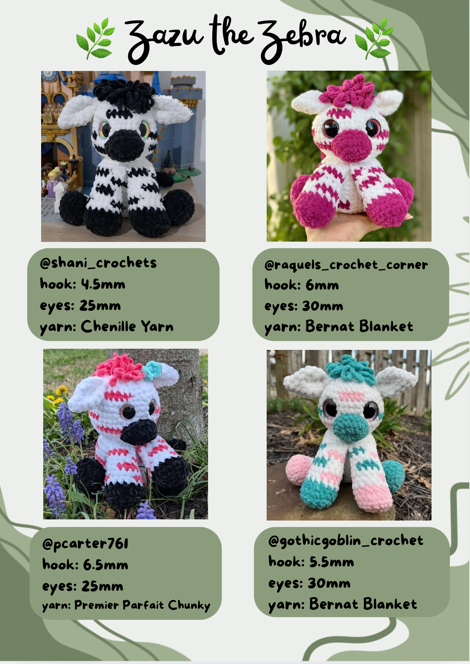 Safari Bundle: Gaia the Giraffe, Zazu the Zebra, Leovar the Lion and Liora the Lioness (Digital Pattern)