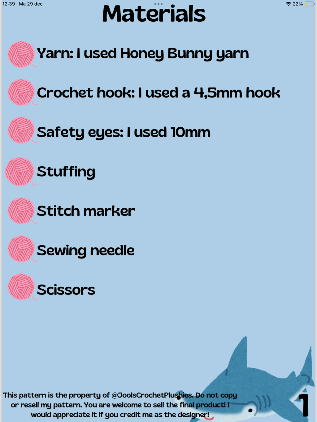 Harry the Hammerhead shark (Crochet Pattern)