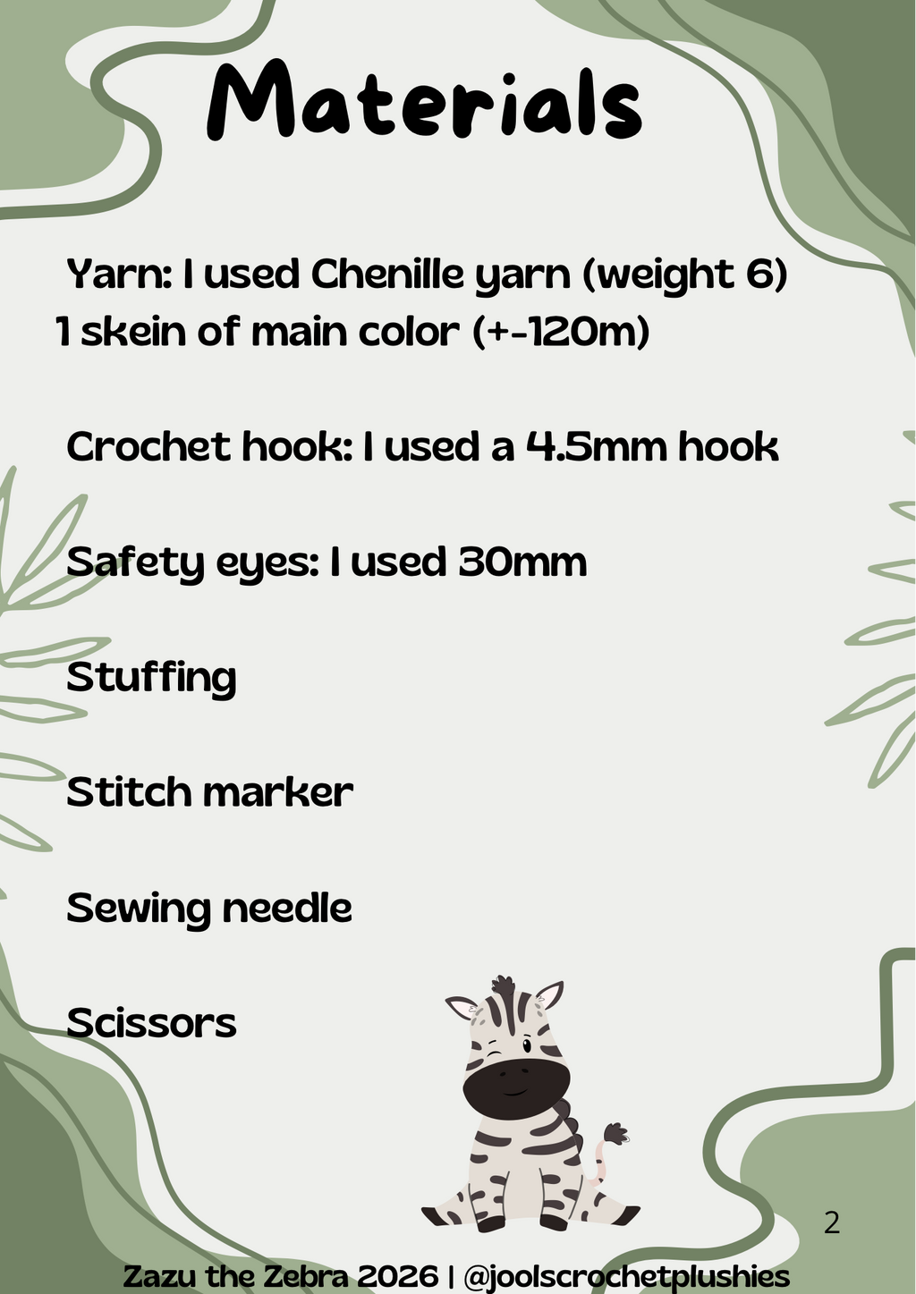 Zazu the Zebra (Digital Pattern)