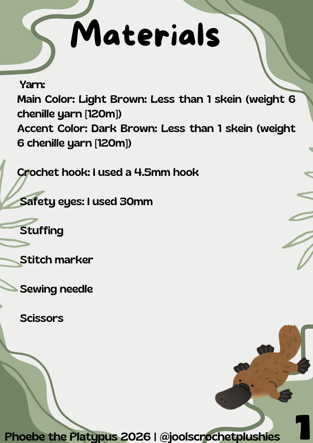 Phoebe the Platypus Crochet Pattern (Digital Pattern)