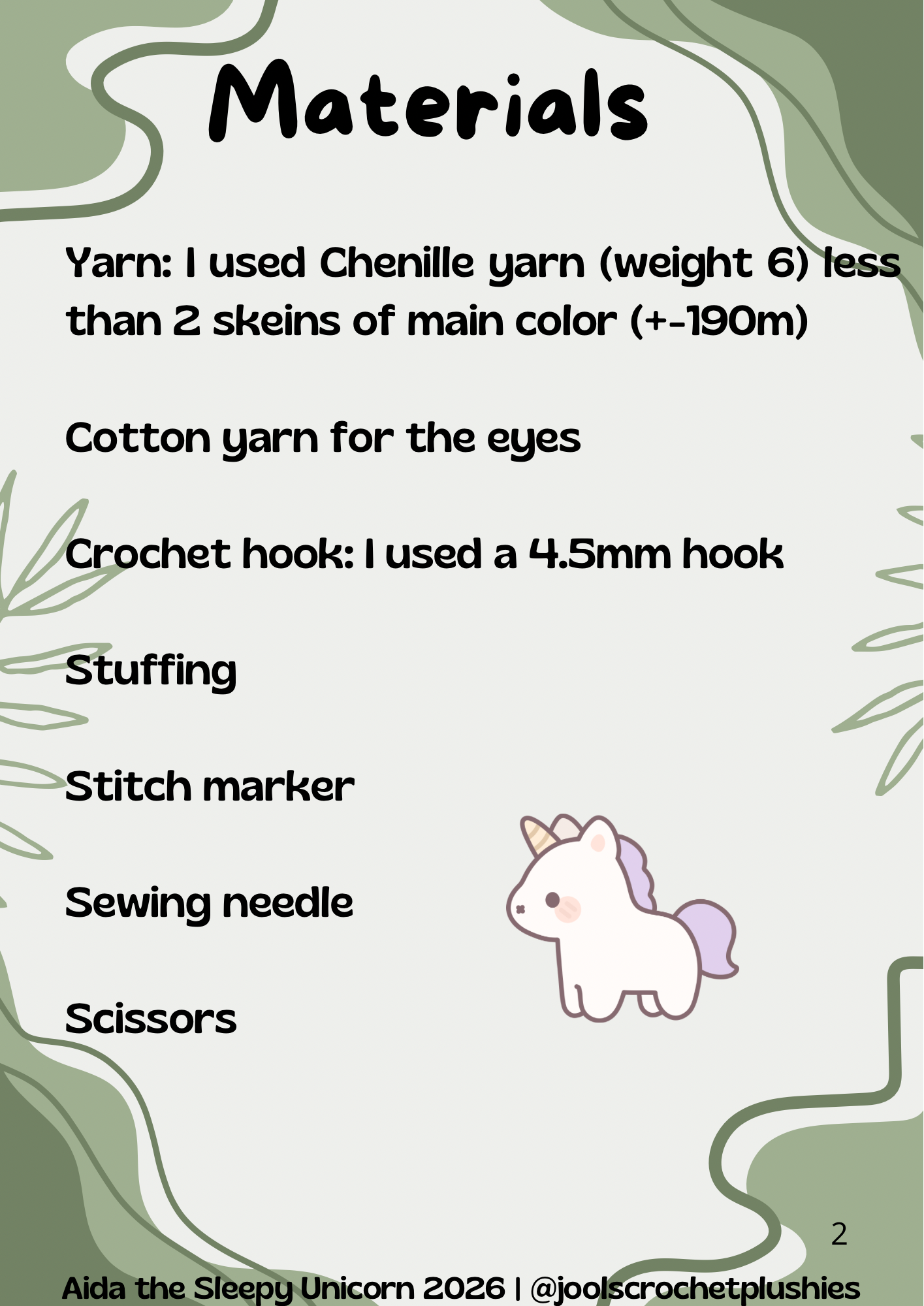 Aida the Sleepy Unicorn (Digital Pattern)