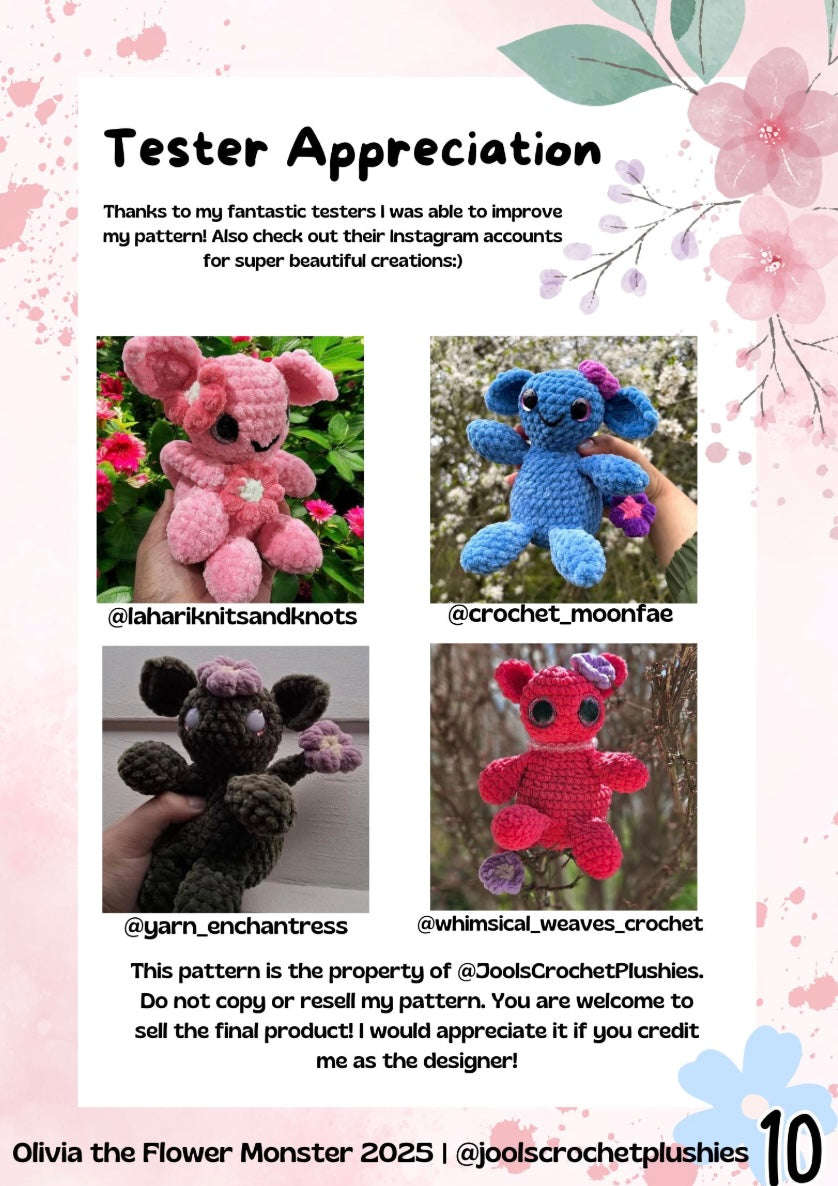 Olivia the Flower Monster Crochet Pattern (Digital pattern)