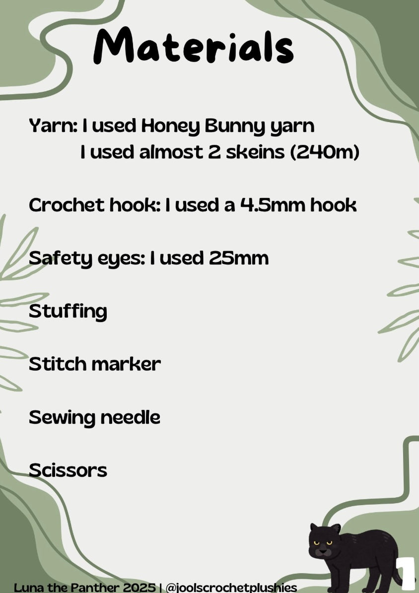 Luna the Panther Crochet Pattern (Digital pattern)