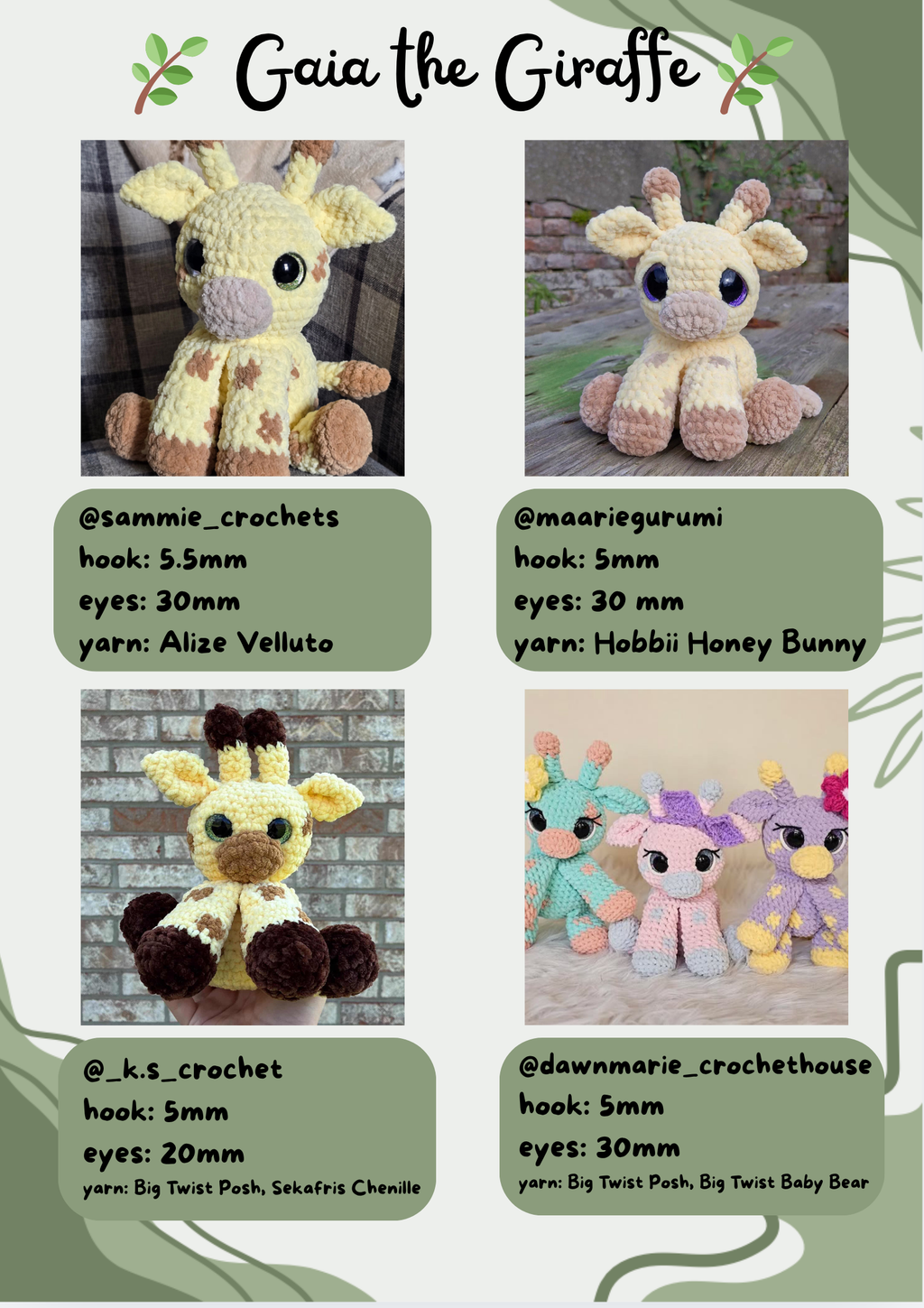 Safari Bundle: Gaia the Giraffe, Zazu the Zebra, Leovar the Lion and Liora the Lioness (Digital Pattern)