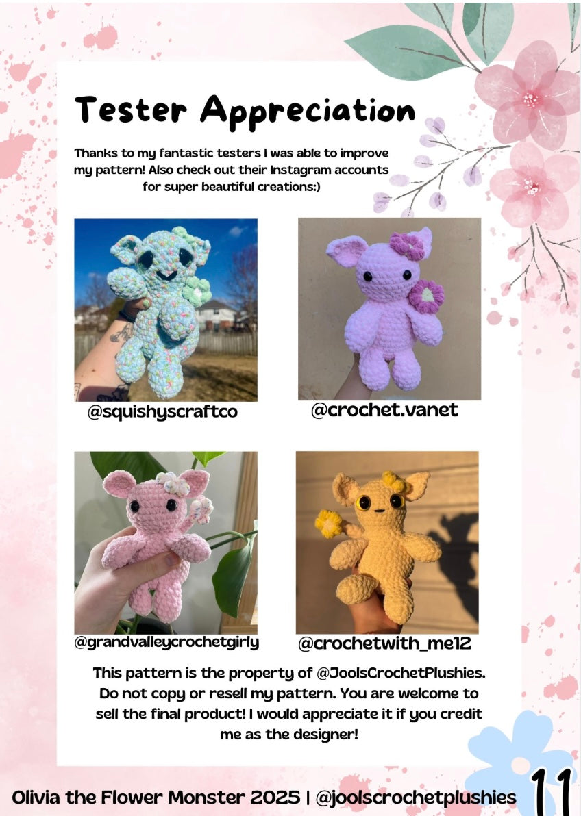 Olivia the Flower Monster Crochet Pattern (Digital Pattern)