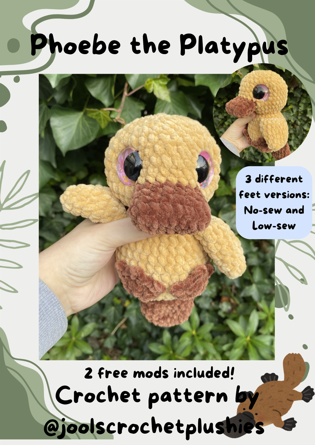 Phoebe the Platypus Crochet Pattern (Digital Pattern)