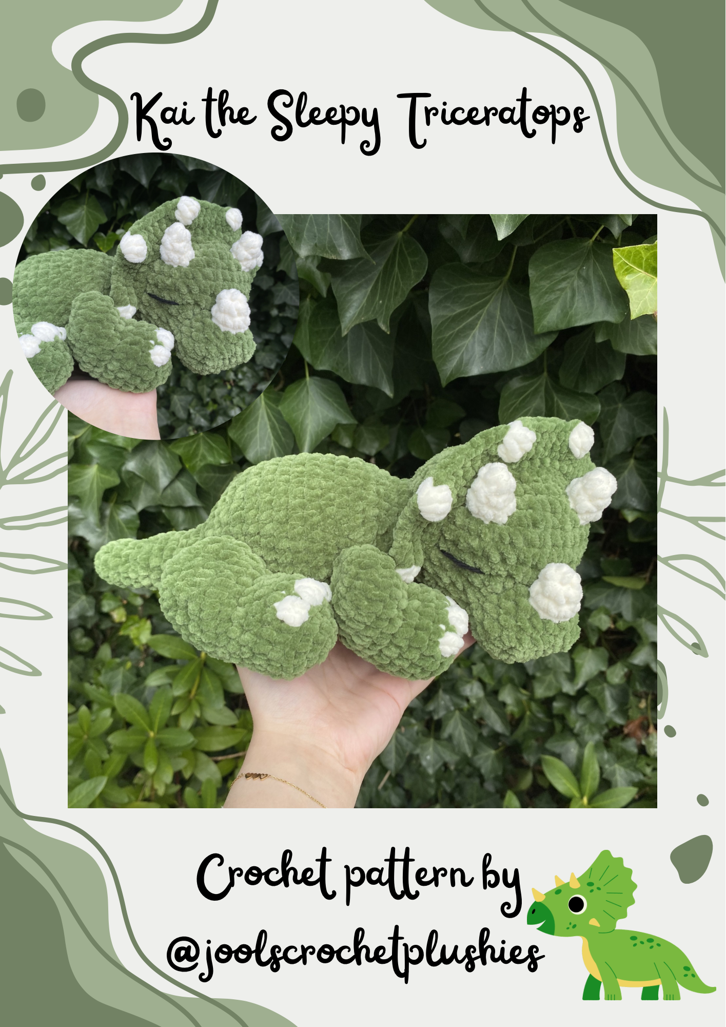 Kai the Sleepy Triceratops (Digital Pattern)