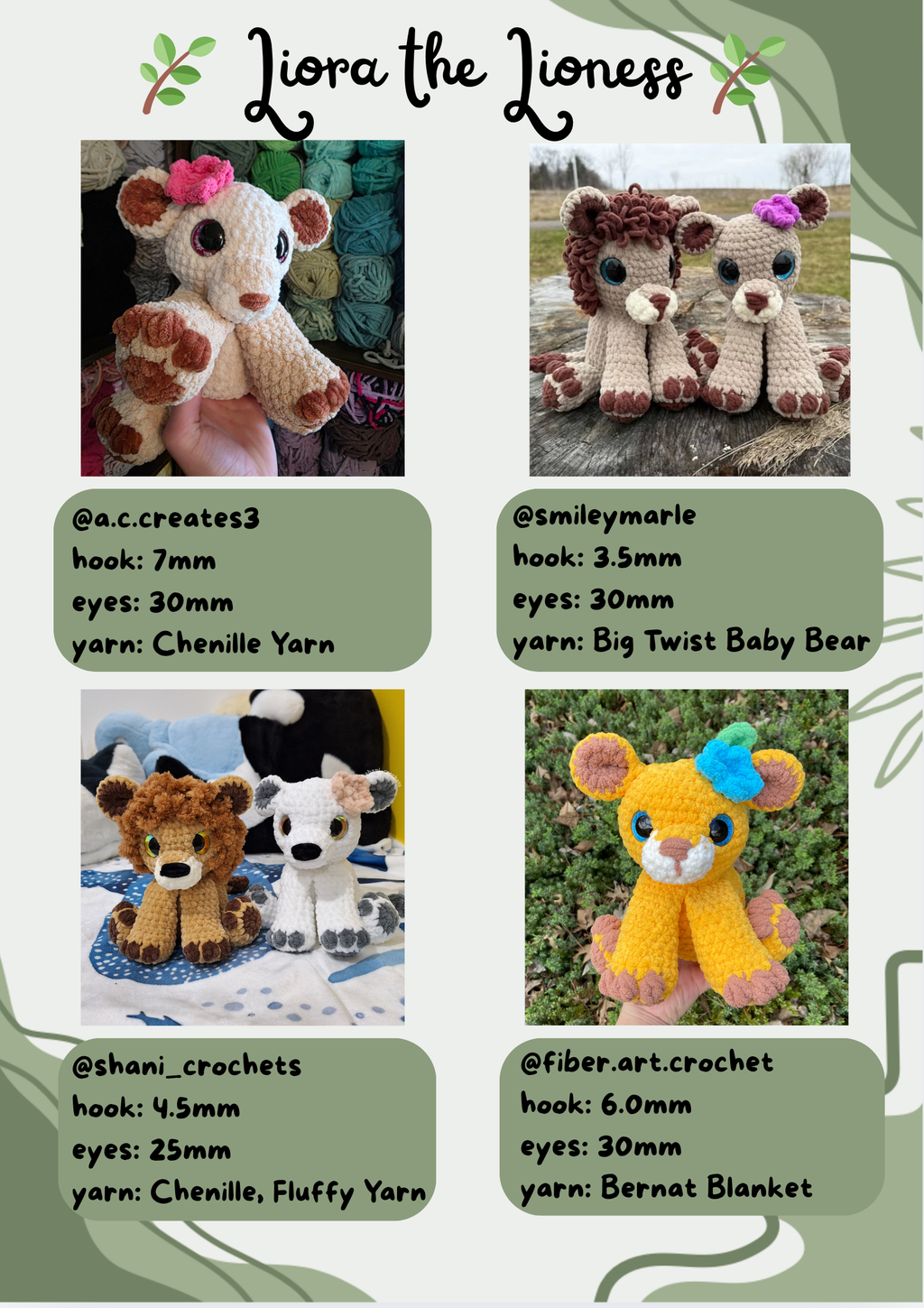 Leovar the Lion and Liora the Lioness (Digital Pattern)
