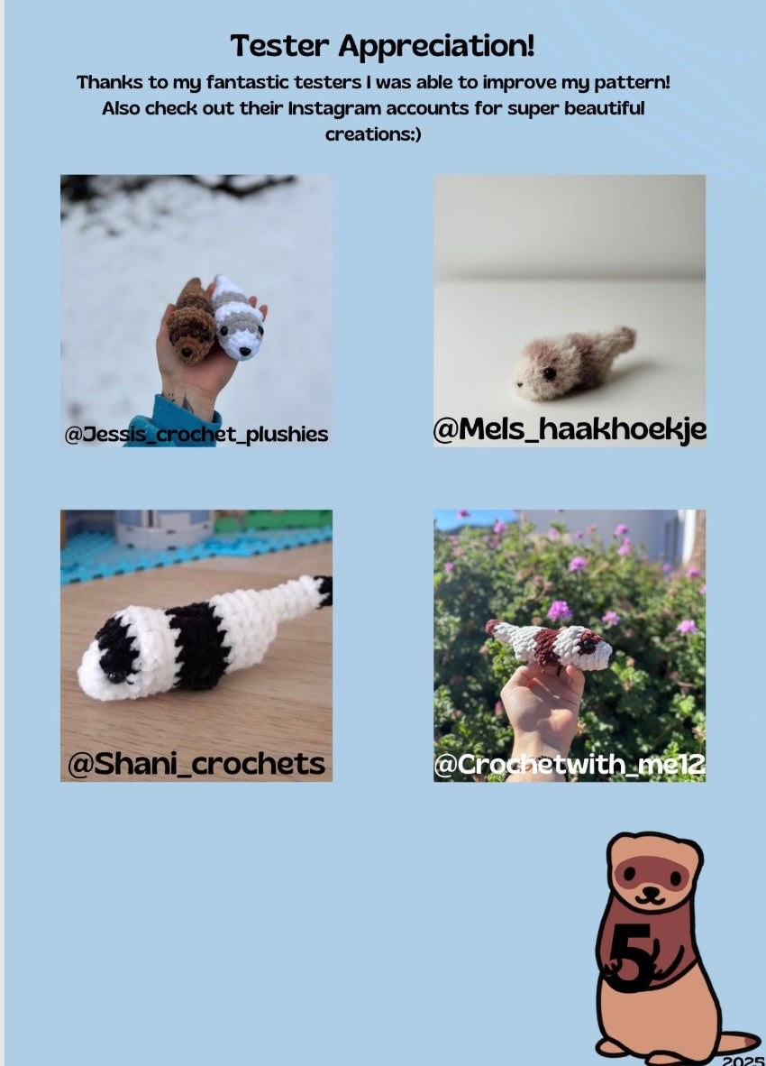 Trixie the Ferret NO-SEW Crochet Pattern (Digital pattern)