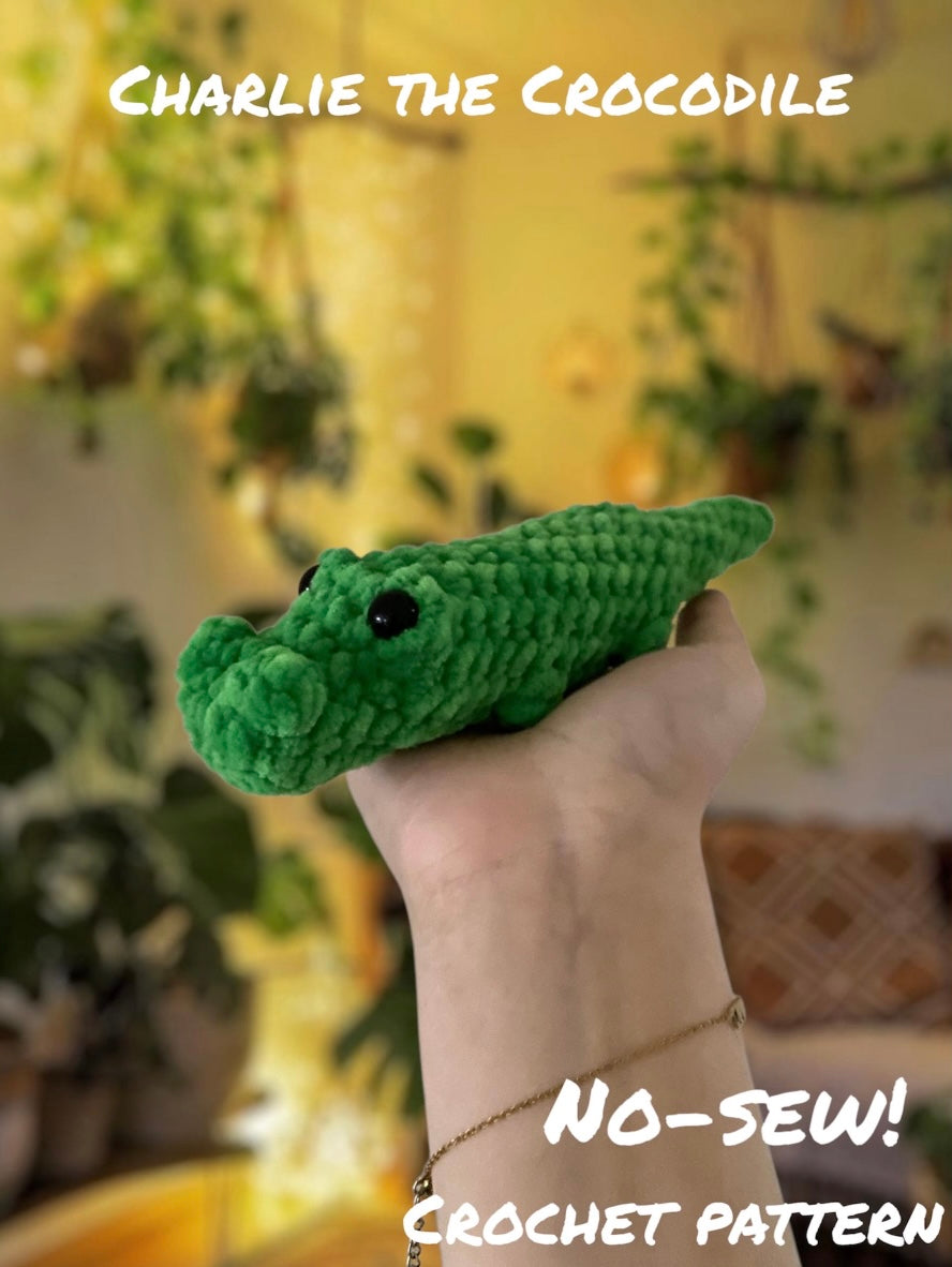 Charlie the Crocodile NO-SEW Crochet Pattern (Digital pattern)