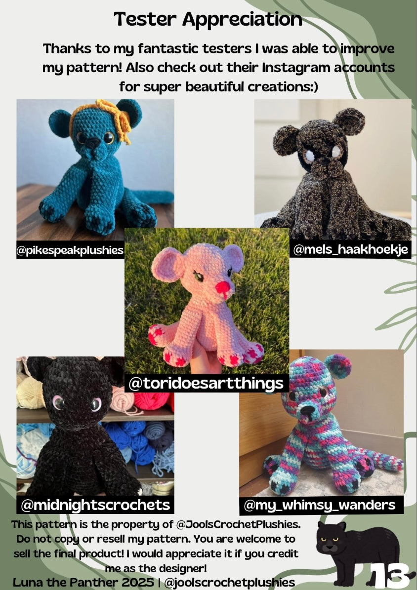Luna the Panther Crochet Pattern (Digital pattern)