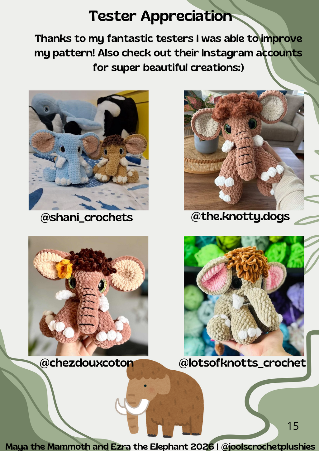 Maya the Mammoth and Ezra the Elephant (Digital Pattern)