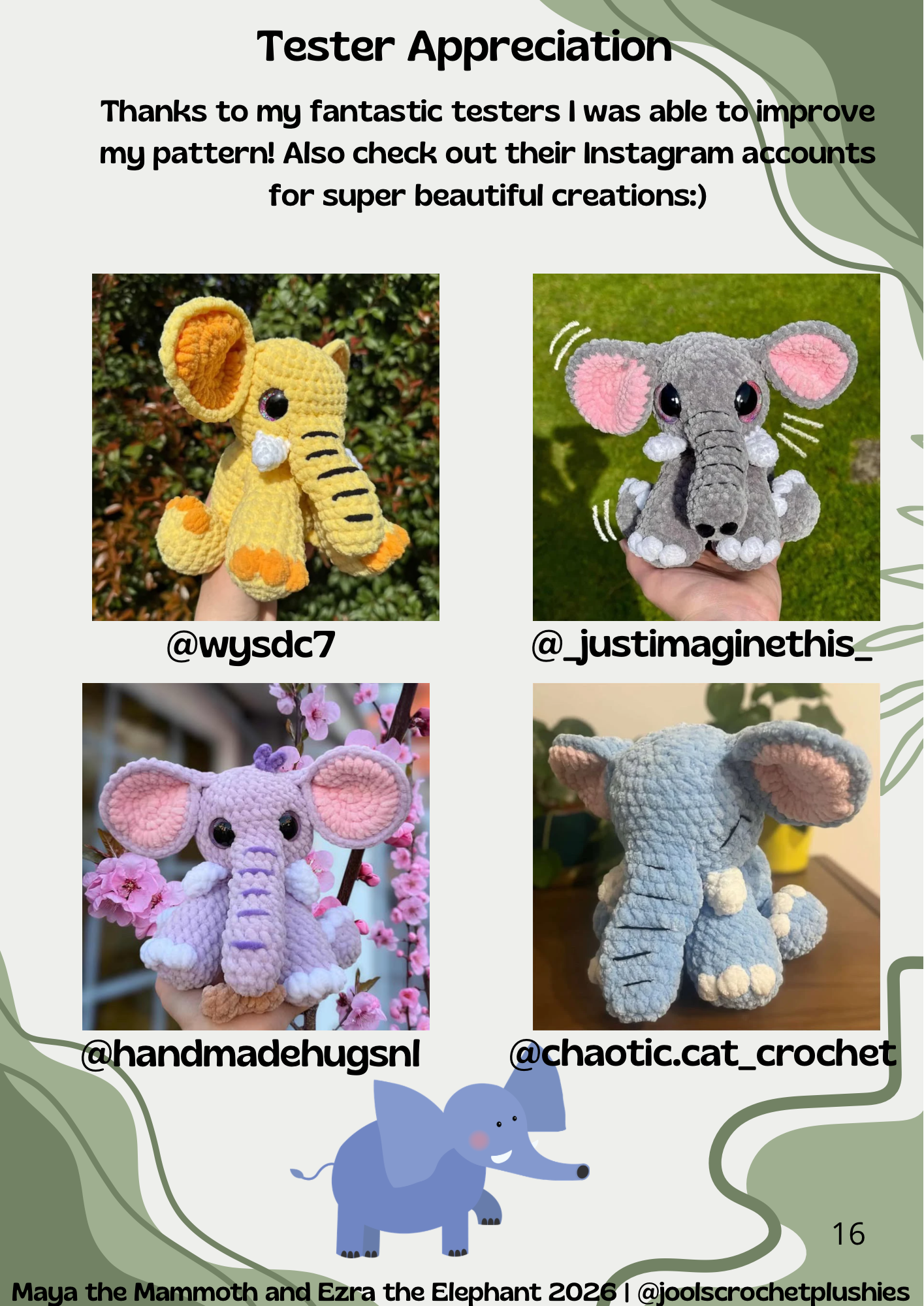 Maya the Mammoth and Ezra the Elephant (Digital Pattern)